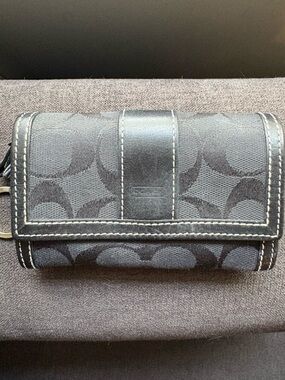 Coach Black Signature Canvas folded wallet